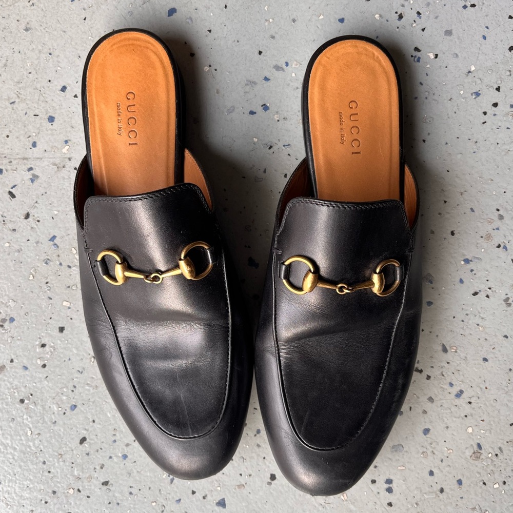 Gucci Horsebit Leather Slides - Size 37